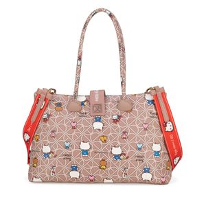 Bolsa Satchel Cloe Hello Kitty Grande Beige