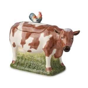 Tarro De Galletas Ceramica Vaca 3-D Vintage Farm