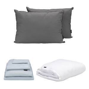 Protector Cloud + Sábanas Softy + Almohada 2-Pack Dicasa Gris King Size