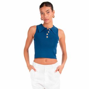 Blusa Corta Forever 21 con Cuello Polo