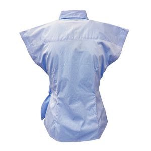 Blusa Camisera Casual Manga Corta con Amarre en Cintura, Azul