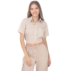 Blusa Casual Sarah Bustani Crop Manga Corta