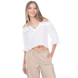 Blusa Casual Sarah Bustani Manga Corta
