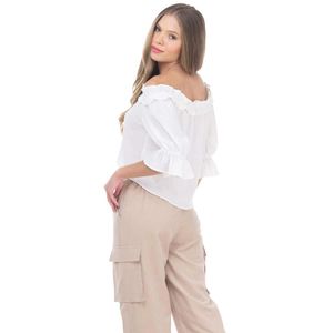 Blusa Casual Sarah Bustani Manga Corta