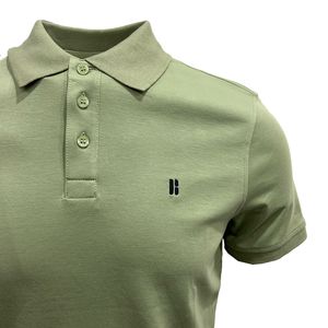 Playera Polo Algodón Pima Manga Corta Verde Cemento