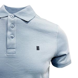 Playera Polo Algodón Pima Manga Corta Azul Stormy