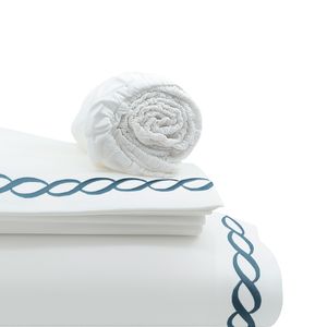 Juego De Sabanas (Sheet Set) Catena Ks Blanco/Azul Marino (White/Navy)
