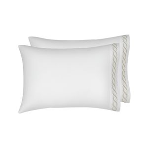 Juego Fundas Almohada (Pillowcase) Catena Ks Blanco/Plata (White/Silver)