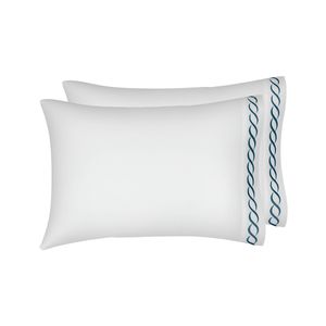 Juego Fundas Almohada (Pillowcase) Catena Std Blanco/Azul Marino (White/Navy)