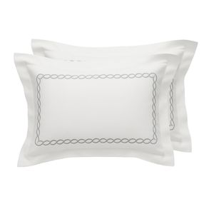 Juego Fundas Decor Almohada (Sham) Catena Std Blanco/Plata (White/Silver)