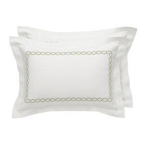 Juego Fundas Decor Almohada (Sham) Catena Std Blanco/Caqui (White/Taupe)