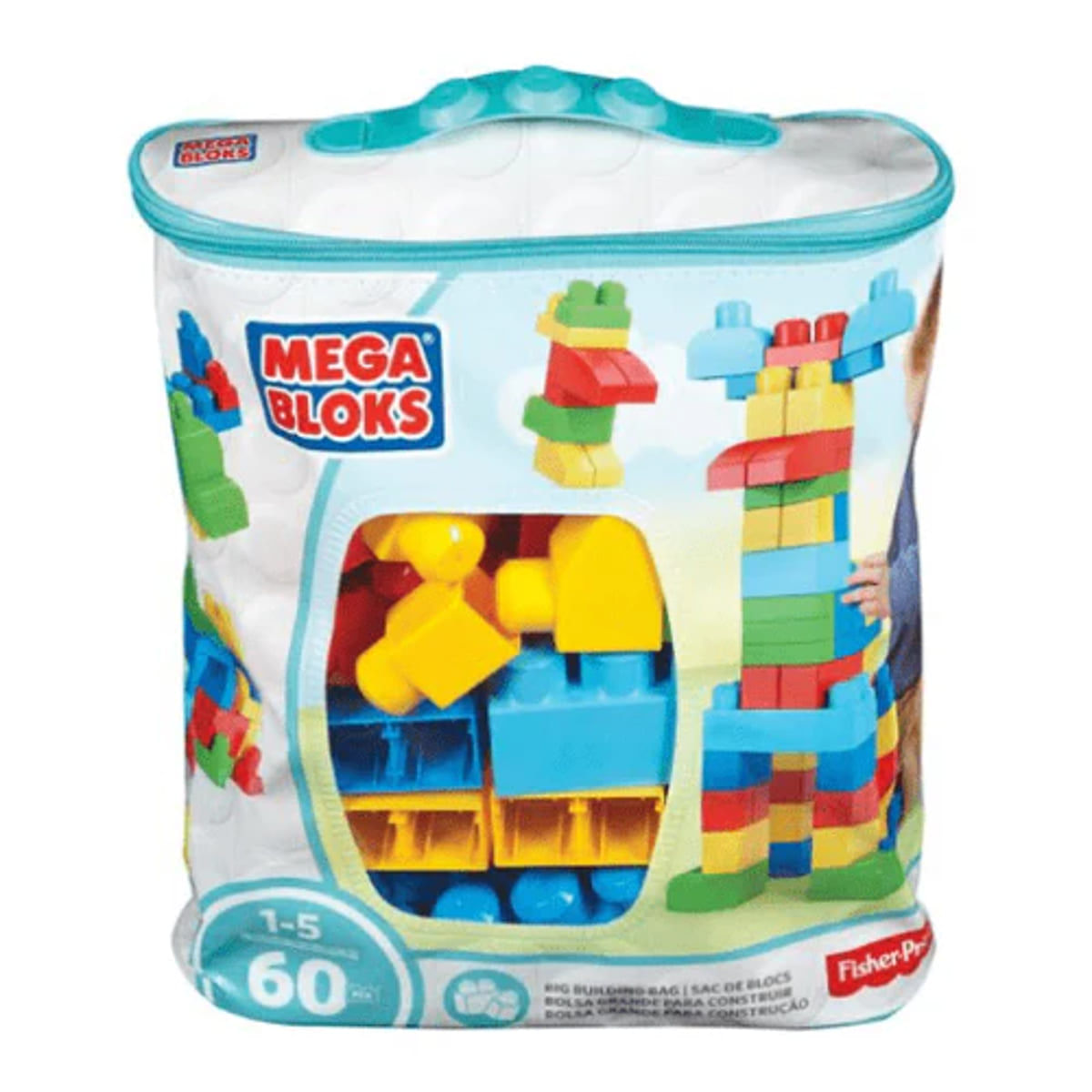MEGA BLOKS Fisher-Price Juguete De Construcción – 250 Bloques De Animales Con Bolsa De Almacenamiento, +1 Año, JCF93