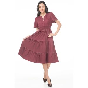Vestido Sarah Bustani Linea A Liso Midi
