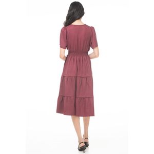 Vestido Sarah Bustani Linea A Liso Midi