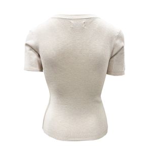 Blusa Tejida Manga Corta Brillantes Hueso