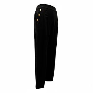 Pantalon Casual Ancho Con Pretina  Y Elástico Con Botones Decorativos