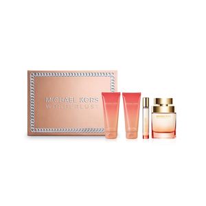 Set Michael Kors Wonderlust Perfume + Gel de Baño + Loción + Spray de Viaje