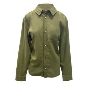 Blusa Manga Larga Con Bolsa Olivo