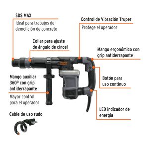Martillo Demoledor Sds Max 6Kg, 14J, 1200W, Truper Expert