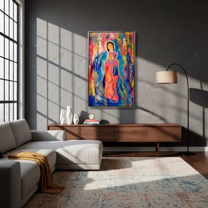 Cuadro Decorativo Marmol Gallery Virgen Azul Medida 100X160cm