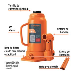 Gato Hidráulico De Botella De 16 Ton Truper