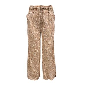 Pantalón Con Pliegues En Pretina Estampado Café