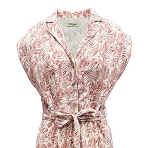 Jumpsuite Camisero Botones Y Cinturon Estampado Palmeras