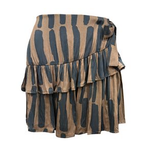 Falda Olanes Estampado Lineas Verticales Cafés Fondo Café