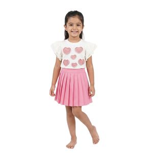 Conjunto Choys de Corazones Blusa y Falda Niña Rosa