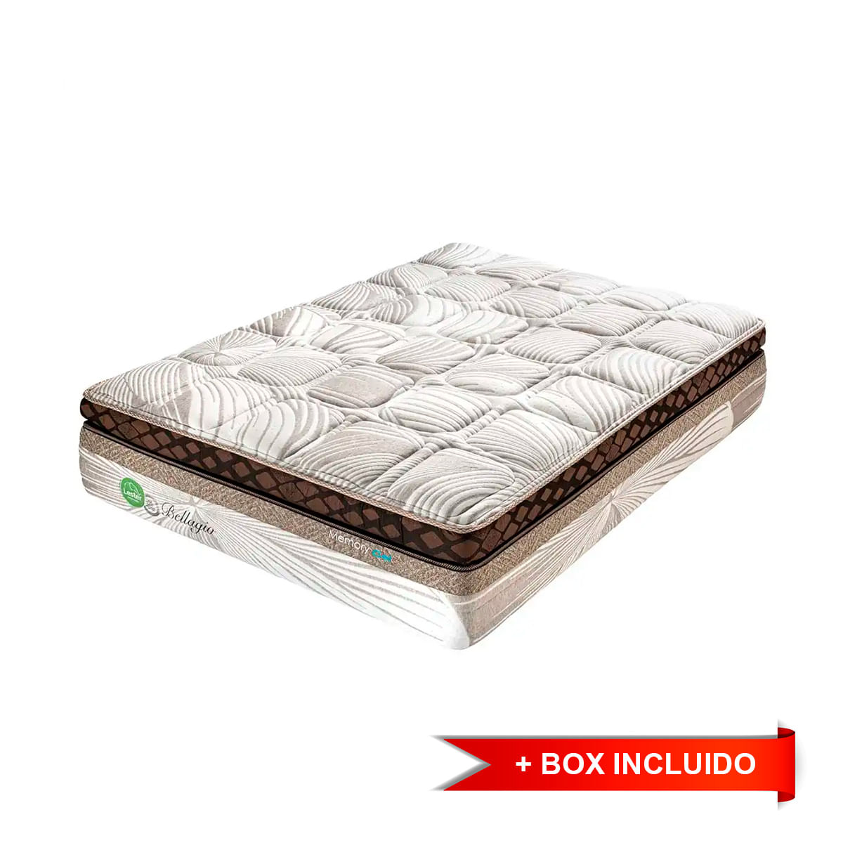 Juego De Colchón Y Box Lester BELLAGIO Linea Luxury Resortes Pocket